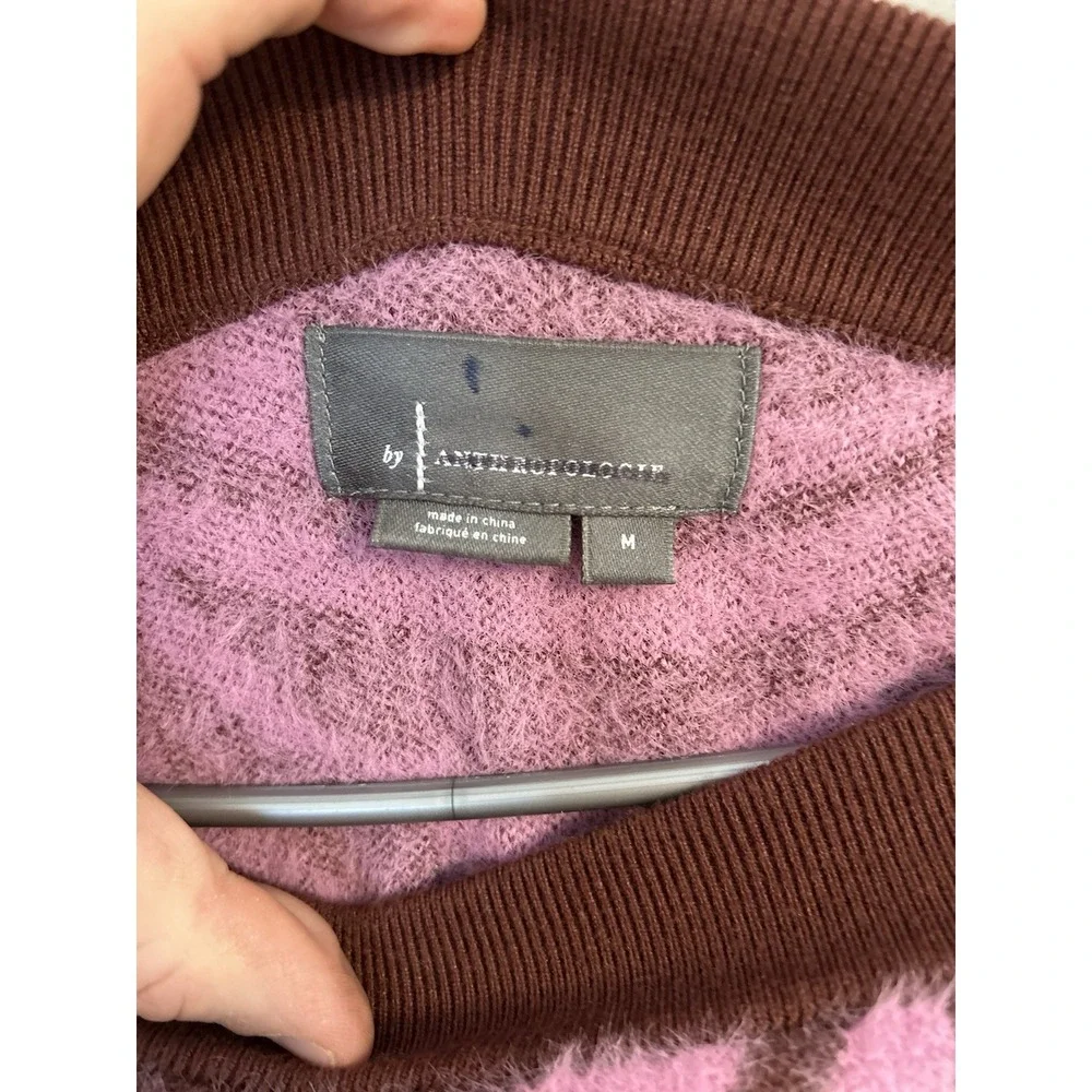 Anthropologie Skirt Fuzzy Rib Trim Waist Pink‎ Wine Size Medium Funky Retro NWT